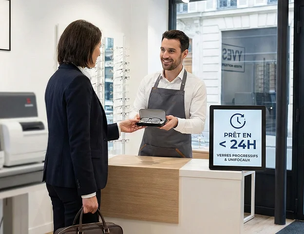 Main noire tenant des lunettes rondes à monture écaille, verre gauche sale à Montrouge dans les Hauts-de-Seine 92